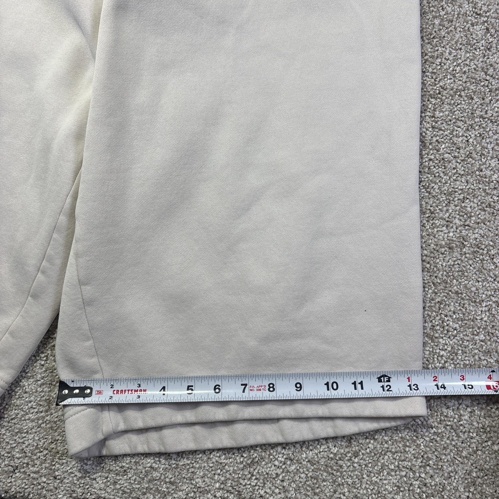 Y2K Baggy Nike Shorts Mens 2XL Beige Fleece Sweat Elastic Waist Pockets Casual - Picture 3 of 8